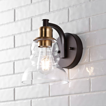 Manhattan Vintage Metal/Glass Industrial Rustic LED Vanity - JONATHAN Y